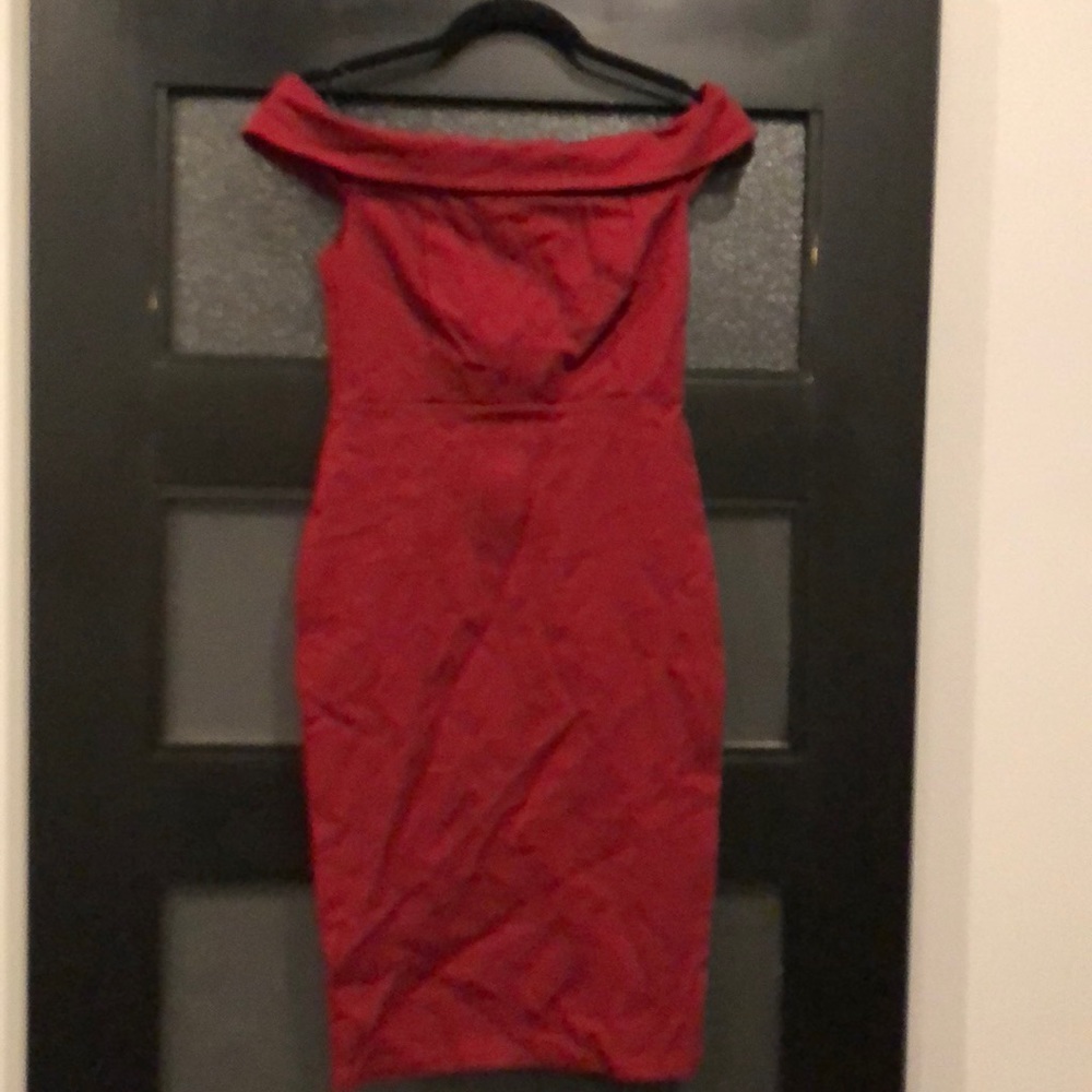 Red off the shoulder dress